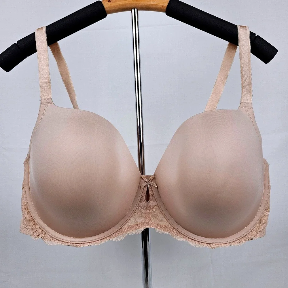 Torrid 40DD Beige Smooth T Shirt‎ Balconette Bra Lace Trim Full Coverage